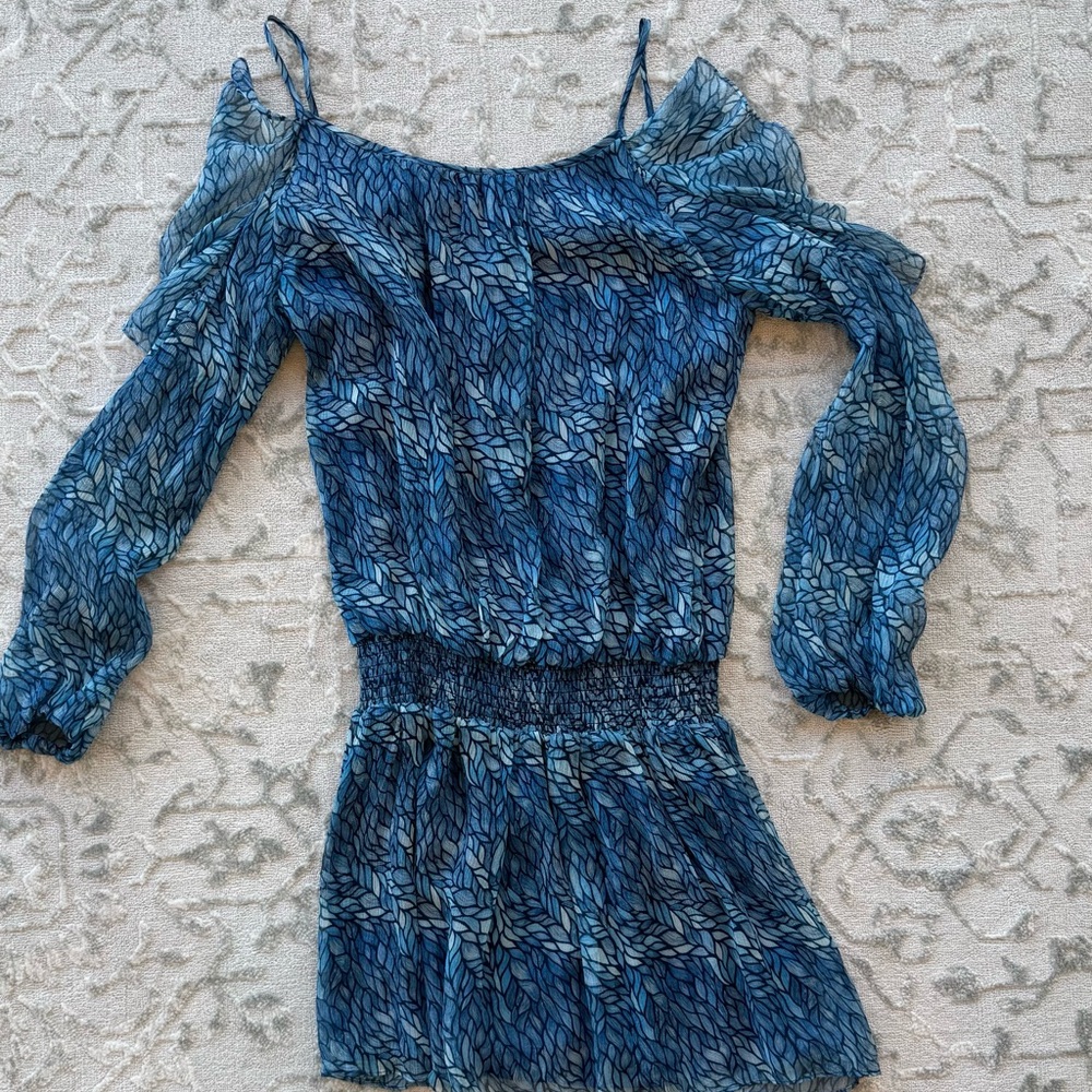 Ramy Brook Blue Patterned Mini Dress